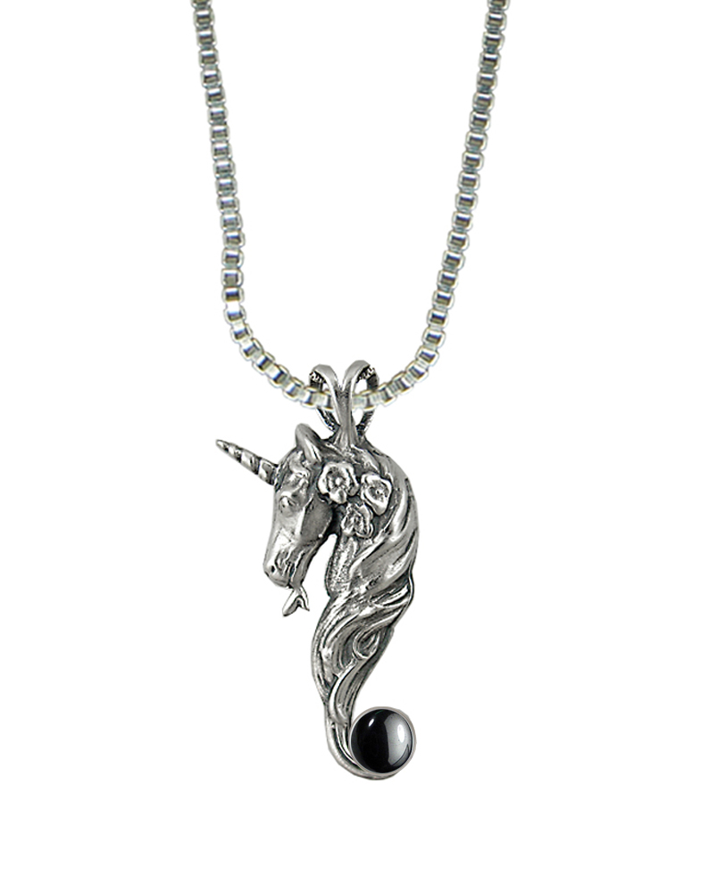 Sterling Silver Unicorn of Beauty Pendant With Hematite